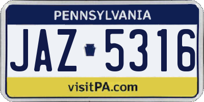 PA license plate JAZ5316