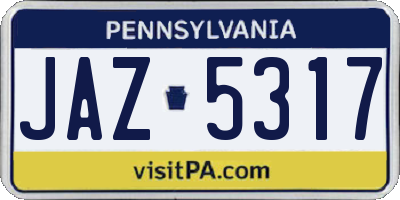 PA license plate JAZ5317