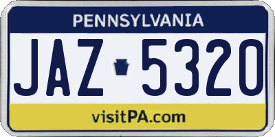 PA license plate JAZ5320