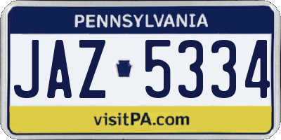 PA license plate JAZ5334