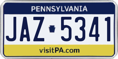 PA license plate JAZ5341