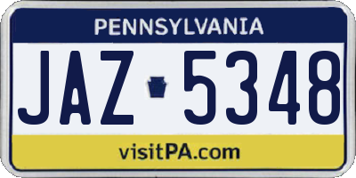PA license plate JAZ5348