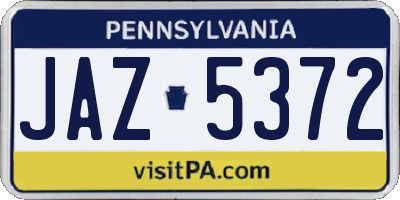 PA license plate JAZ5372