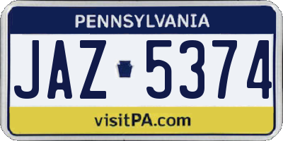 PA license plate JAZ5374