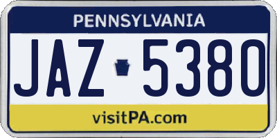 PA license plate JAZ5380