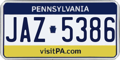 PA license plate JAZ5386