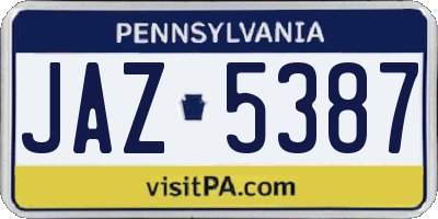 PA license plate JAZ5387