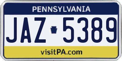 PA license plate JAZ5389