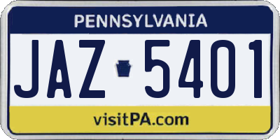 PA license plate JAZ5401