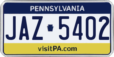 PA license plate JAZ5402