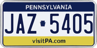 PA license plate JAZ5405