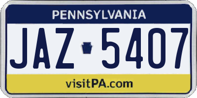 PA license plate JAZ5407
