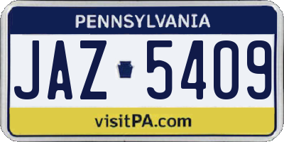 PA license plate JAZ5409