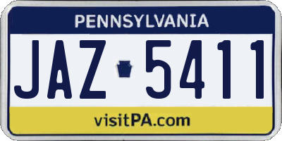 PA license plate JAZ5411