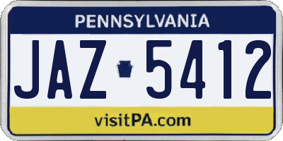PA license plate JAZ5412