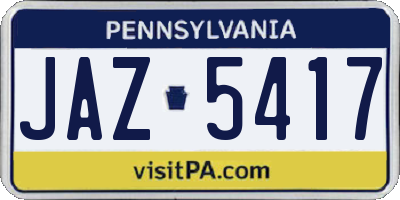 PA license plate JAZ5417