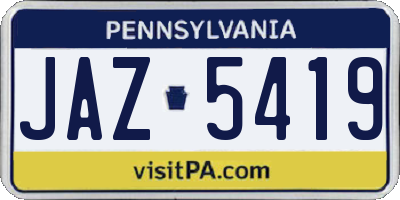 PA license plate JAZ5419