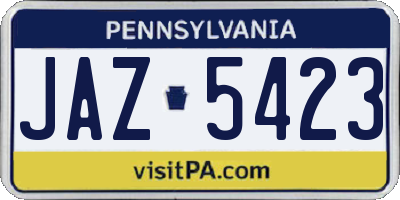 PA license plate JAZ5423