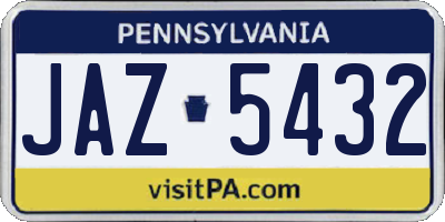 PA license plate JAZ5432