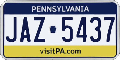 PA license plate JAZ5437