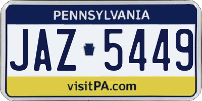 PA license plate JAZ5449