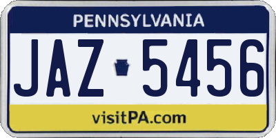PA license plate JAZ5456