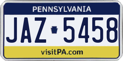 PA license plate JAZ5458
