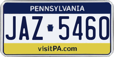 PA license plate JAZ5460
