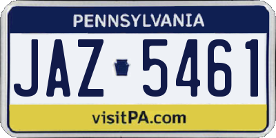PA license plate JAZ5461