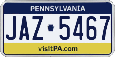 PA license plate JAZ5467