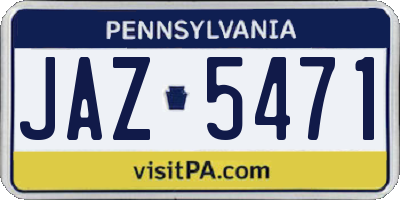 PA license plate JAZ5471