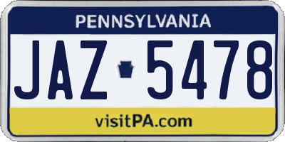PA license plate JAZ5478