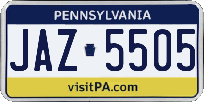 PA license plate JAZ5505