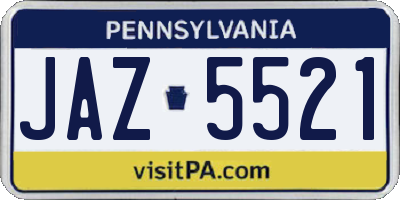 PA license plate JAZ5521
