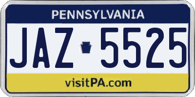 PA license plate JAZ5525