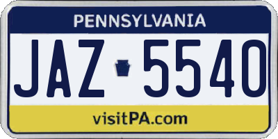 PA license plate JAZ5540