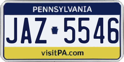 PA license plate JAZ5546