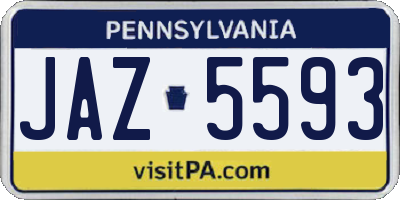 PA license plate JAZ5593
