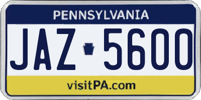 PA license plate JAZ5600