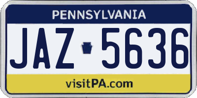 PA license plate JAZ5636