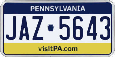 PA license plate JAZ5643