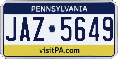 PA license plate JAZ5649