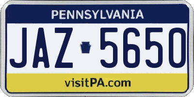 PA license plate JAZ5650