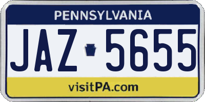 PA license plate JAZ5655