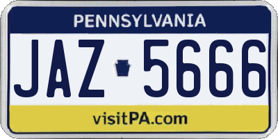 PA license plate JAZ5666