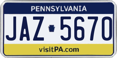 PA license plate JAZ5670