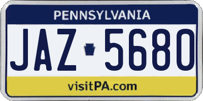 PA license plate JAZ5680