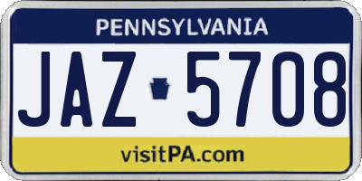 PA license plate JAZ5708