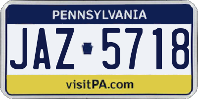 PA license plate JAZ5718