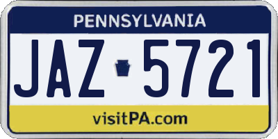PA license plate JAZ5721